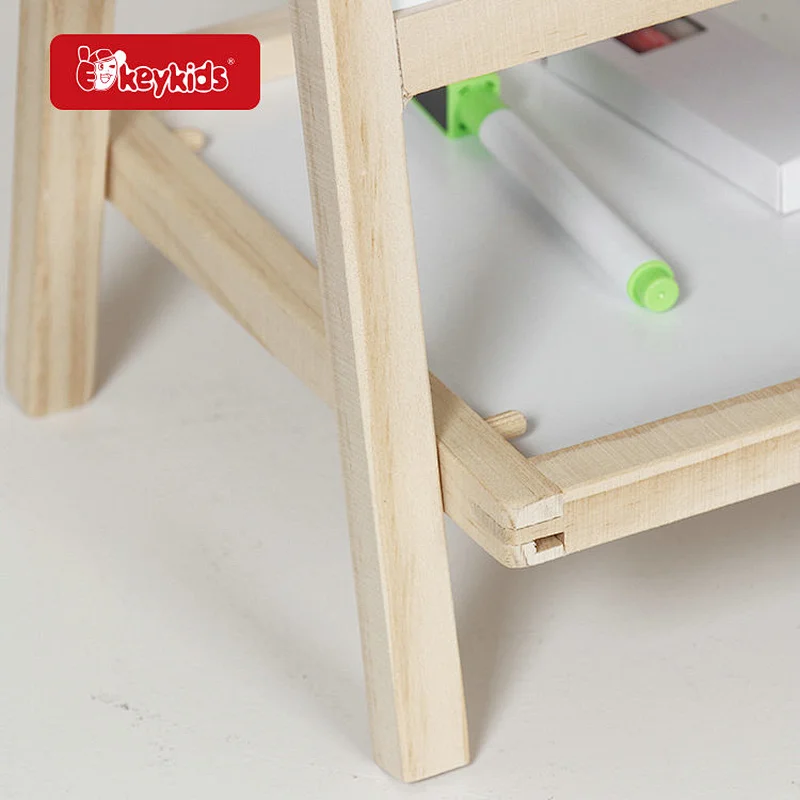 Wooden Double-Sided Easel Board - Adjustable Magnetic Drawing & Writing Board with STEM Puzzle, Foldable Design W12B315